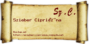 Szieber Cipriána névjegykártya